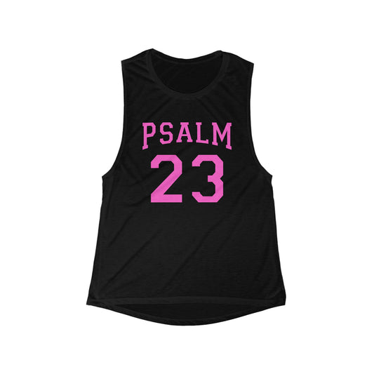 Women's Psalms 23 Flowy Muscle Tank, Faith-Based Workout Top, Inspirational Sleeveless Shirt, Comfortable Summer Apparel, Gift for Her