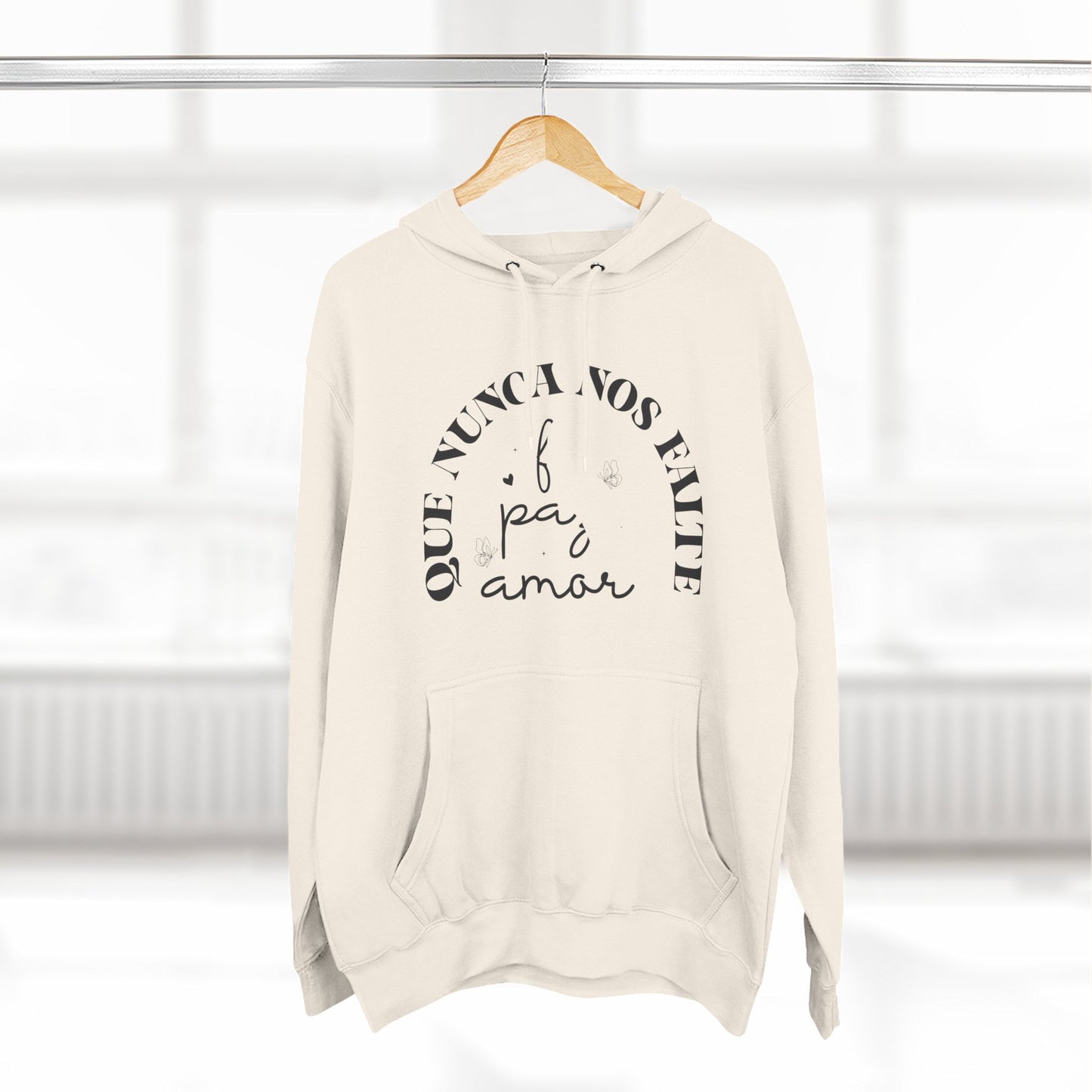 Cozy Three-Panel Fleece Hoodie with 'Nunca Nos Rinde' Design, Gift for Friends, Casual Wear, Love Quote, Cozy Clothing