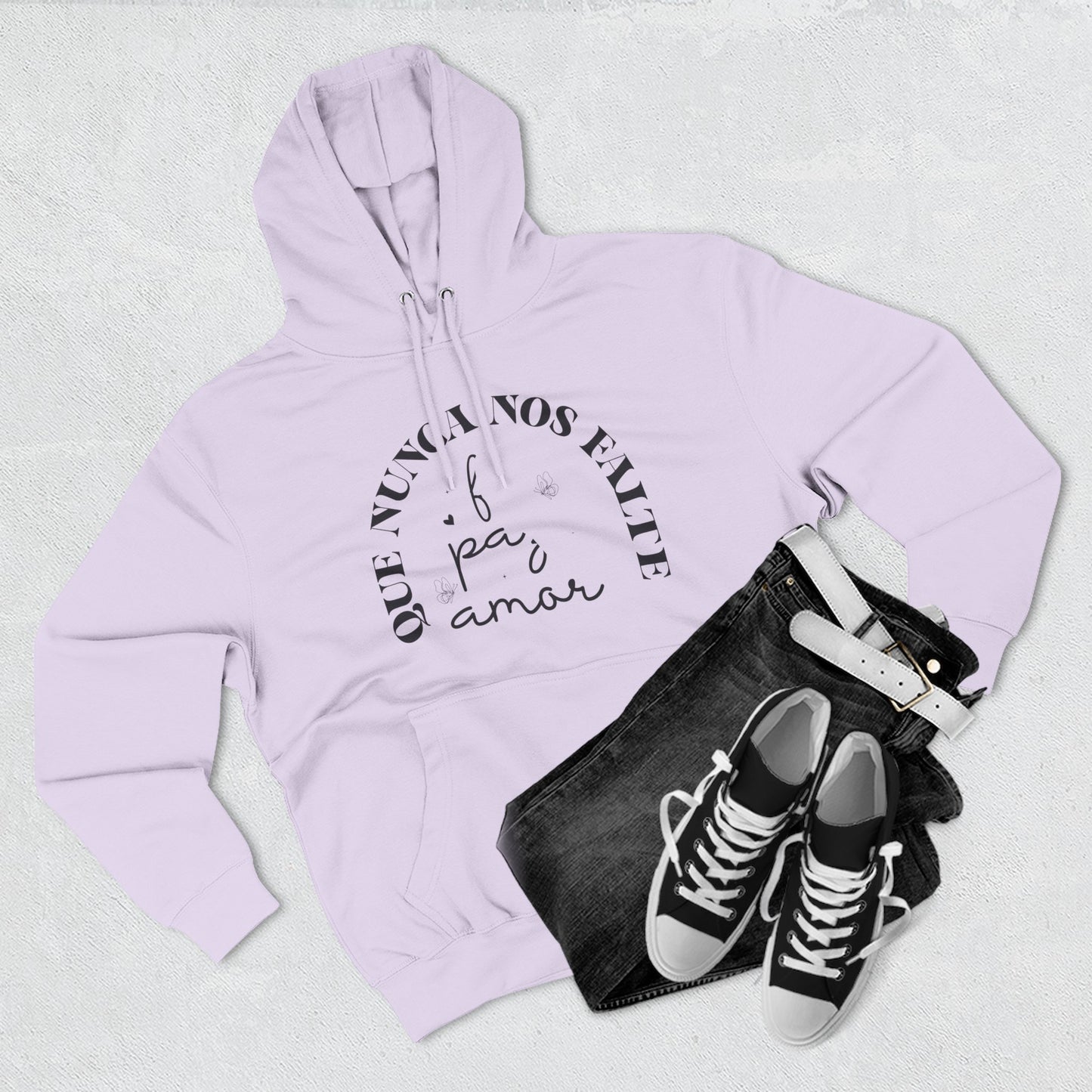 Cozy Three-Panel Fleece Hoodie with 'Nunca Nos Rinde' Design, Gift for Friends, Casual Wear, Love Quote, Cozy Clothing