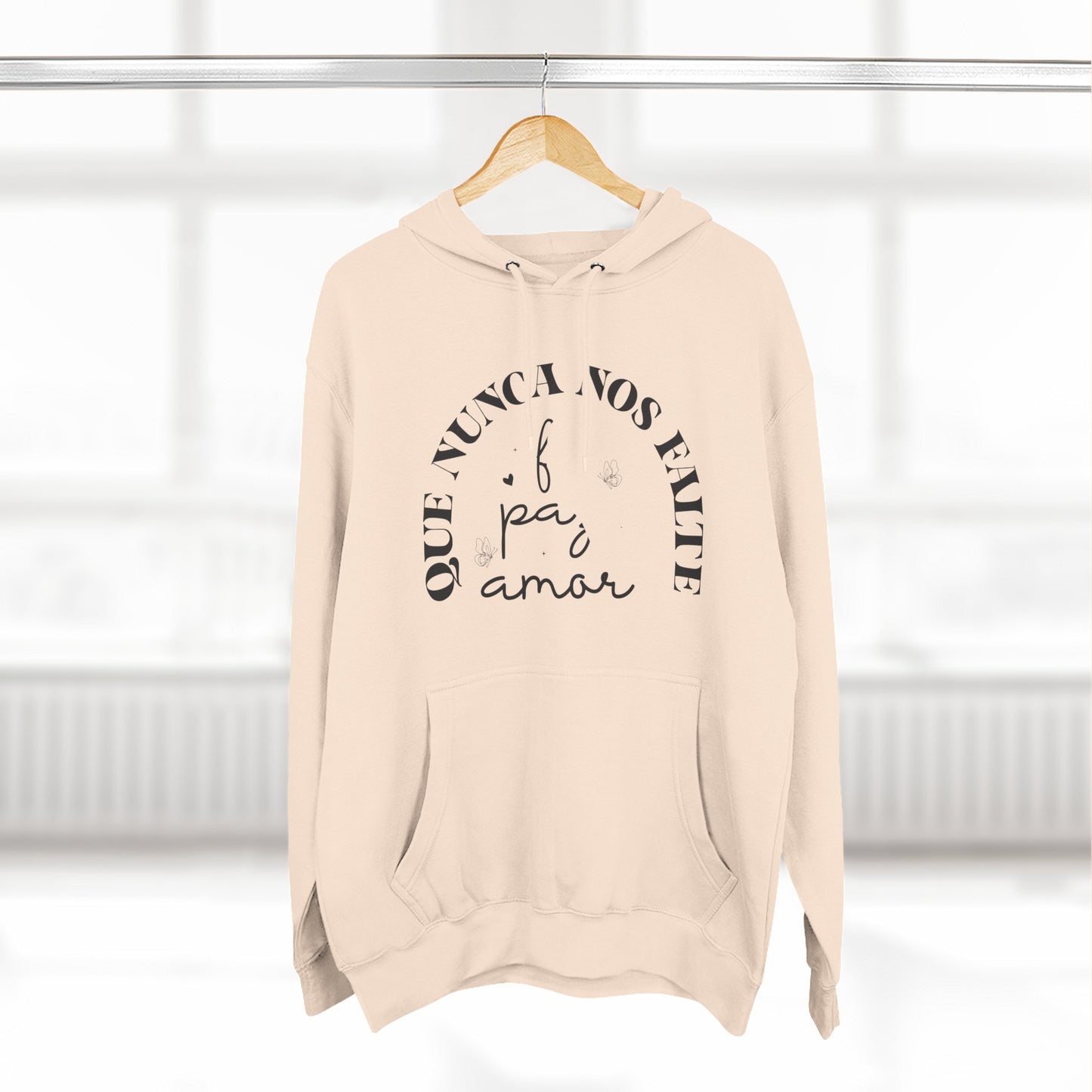 Cozy Three-Panel Fleece Hoodie with 'Nunca Nos Rinde' Design, Gift for Friends, Casual Wear, Love Quote, Cozy Clothing