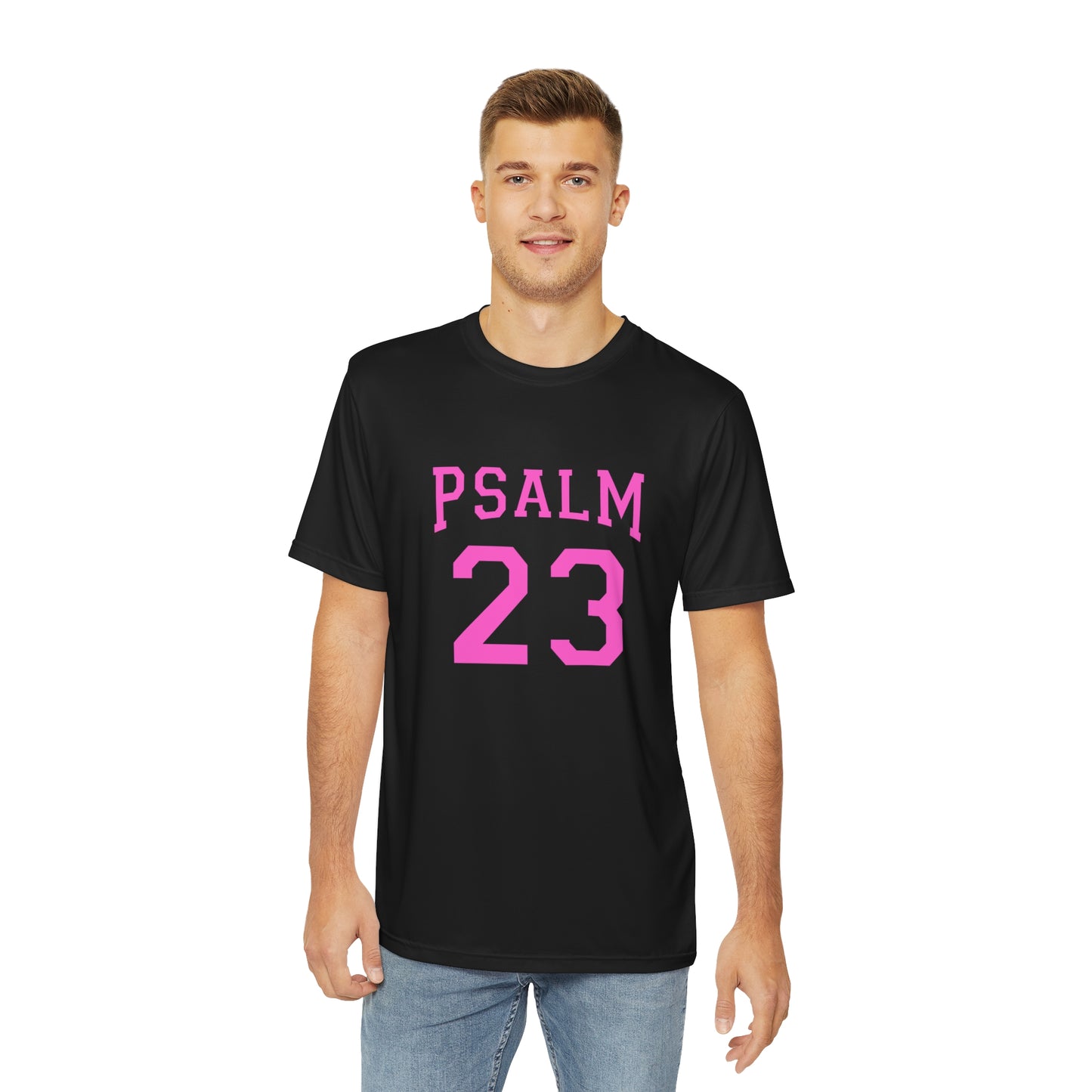 Men's Psalm 23 Tee - Spiritual Polyester Shirt for Faith and Comfort, Christian Apparel, Casual Wear, Gift Idea